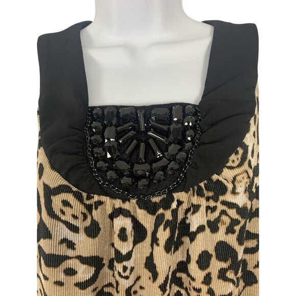 Notations Womens Animal Print Sleeveless Top With Beaded Neckline Size Medium - Picture 2 of 7